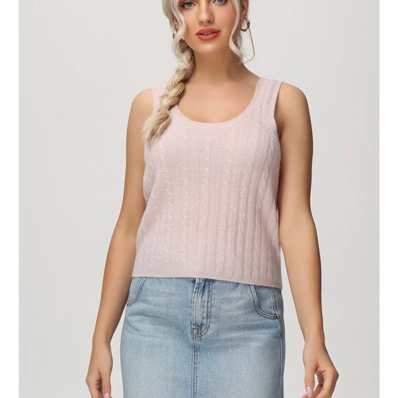 525 America size medium light pink cashmere tank top - Picture 1 of 4